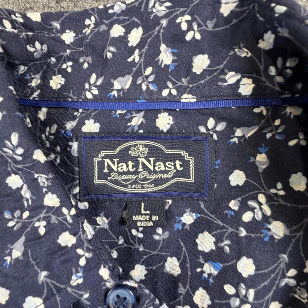 Nat Nast‎ Men's Short Sleeve Casual Shirt Navy Floral Print Large #1067 - Picture 2 of 6